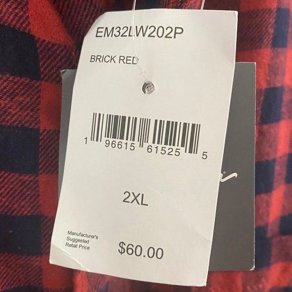 Eddie Bauer Button Down Flannel Shirt Mens 2XL Red Black Casual Long Sleeve NEW - Picture 10 of 14